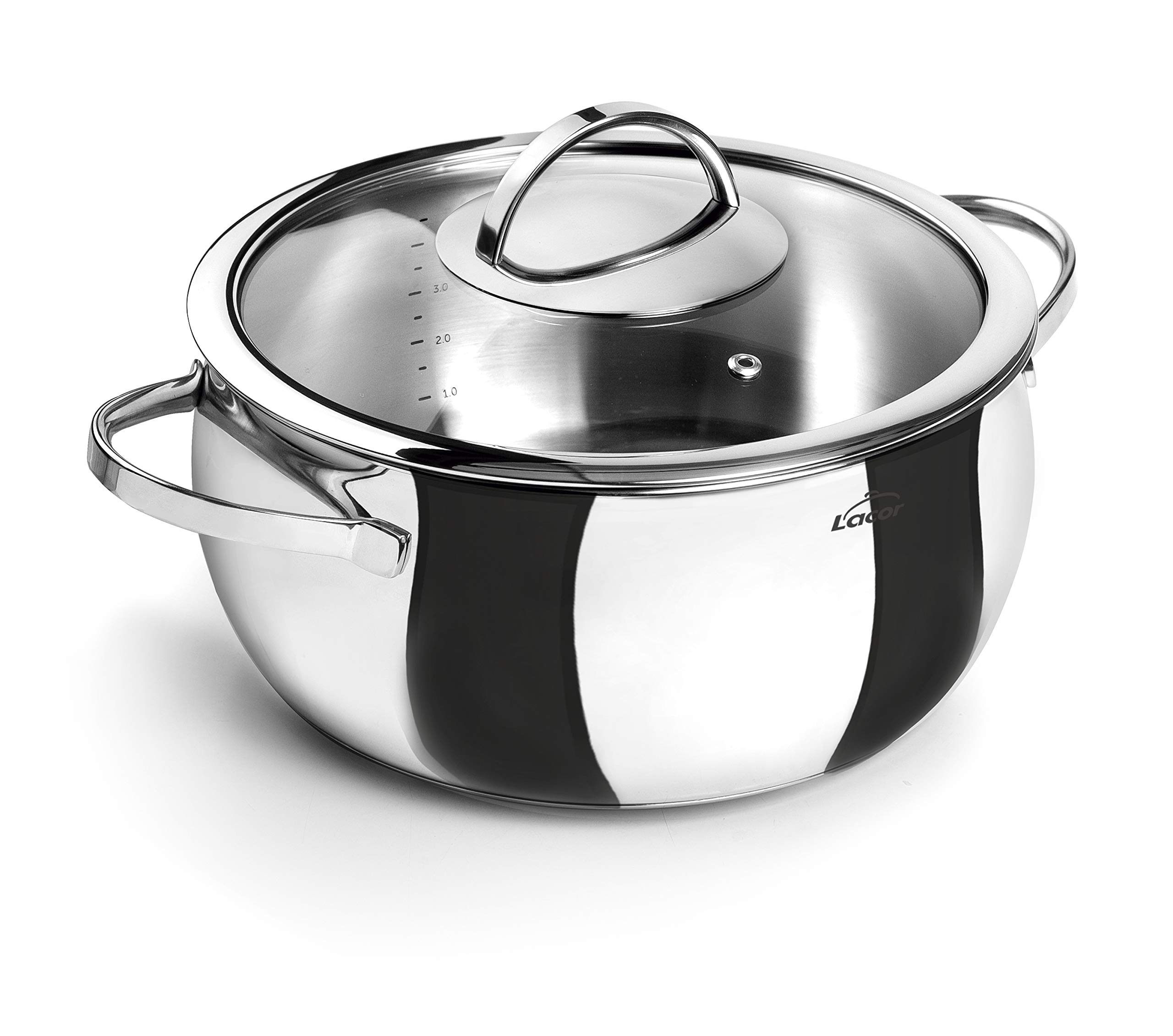 Lacor 79028 Belly Casserole with Cover, 30 x 28 x 14.5 cm, Silver