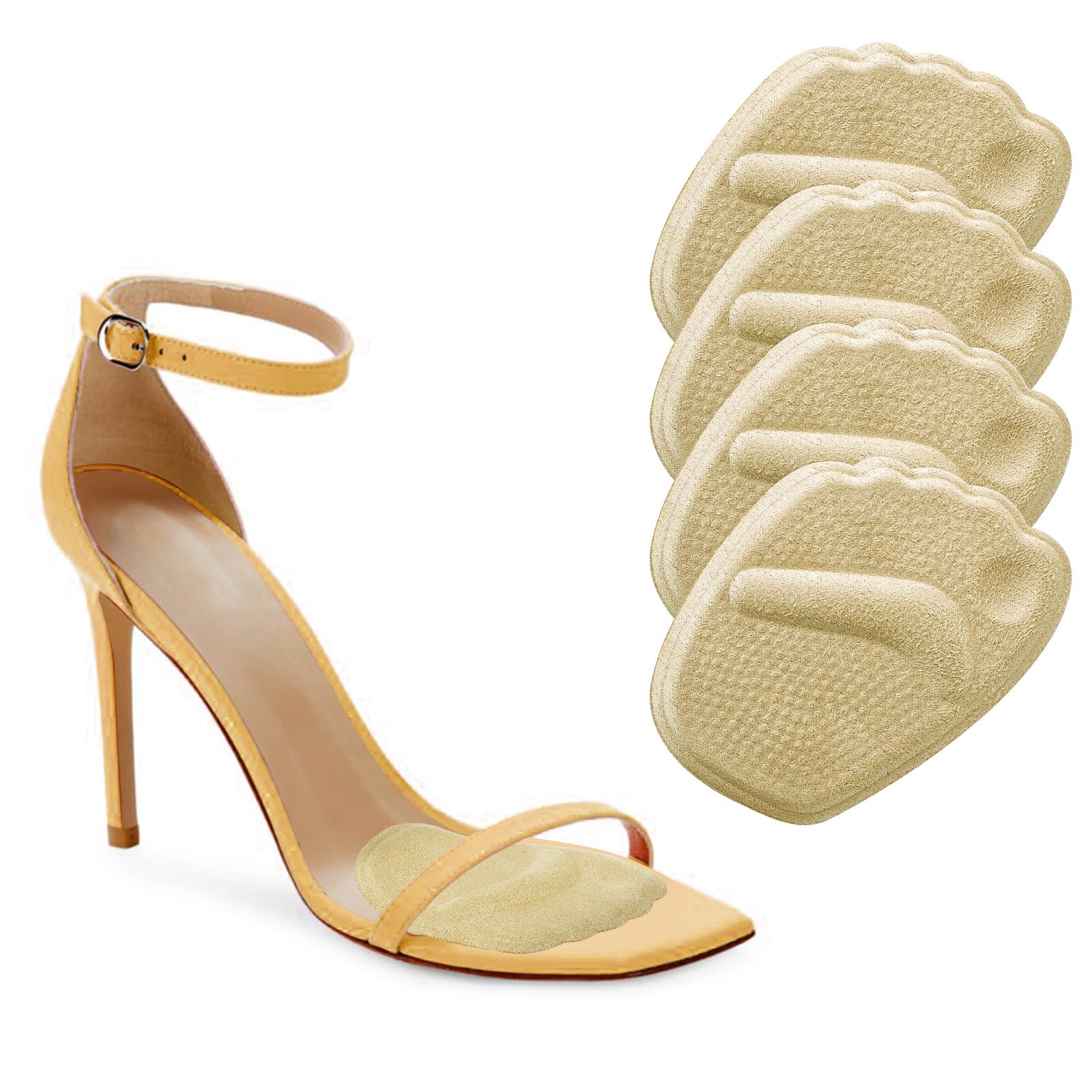 Photo 1 of **ONLY 1 PAIR** KTSAY Metatarsal Pads Women, Gel Ball of Foot Cushions for Pain Relief in Shoes, Non-Slip Heel Inserts, One Size Fits All (2 Pairs, Beige) 