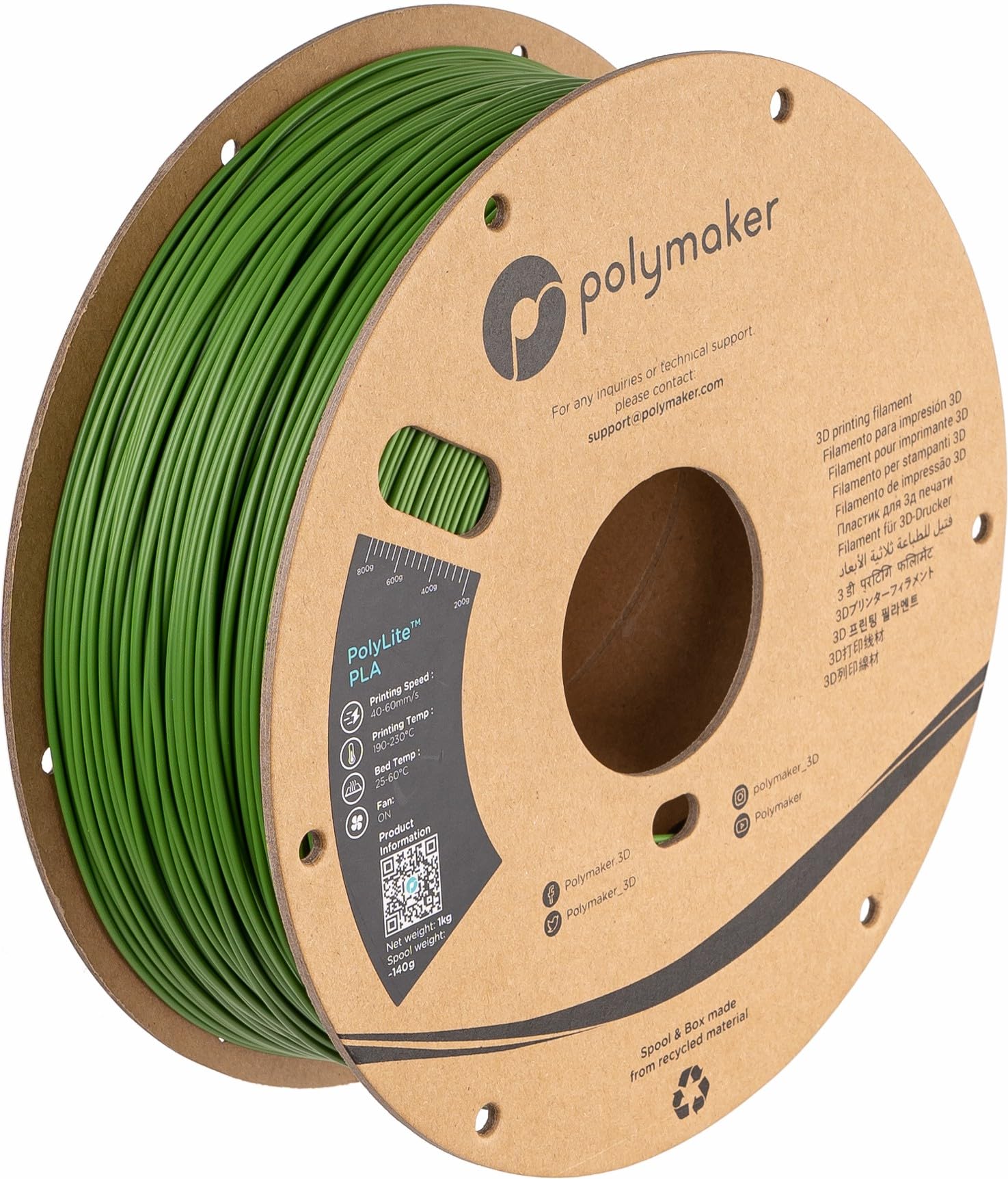 Photo 1 of Polymaker PLA Filament, Jungle Green 3D Printing PLA Filament 1.75mm 1kg - PolyLite 3D Printer PLA Filament, Dimensional Accuracy +/- 0.03mm, Compatible with Most 3D Printer, Jungle Green