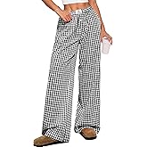ANRABESS Womens Striped Gingham Pants 2026 Pajama Lounge Boxer Pants Cute Comfy PJ Bottoms with Pockets Y2K Plaid Outfits