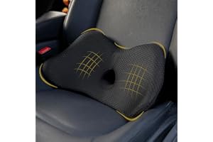 QYILAY 2 in 1 Car Lumbar Support Pillow, Memory Foam Lower Back Support for Driving Seat, Sciatica & Lower Back Pain Relief, Adults Seat Cushion for Car Seat Driver,Truck,Office Chair,etc.(Balck)