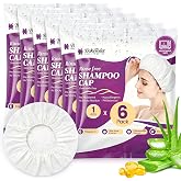 6 Pack No Rinse Shampoo Cap Waterless Hair Washing for Elderly Bedridden Post-Surgery, Hypoallergenic with Aloe&amp;Vitamin E, Microwavable Shampoos&amp;Conditions Disposable Rinse-Free Shower Cap for Adults