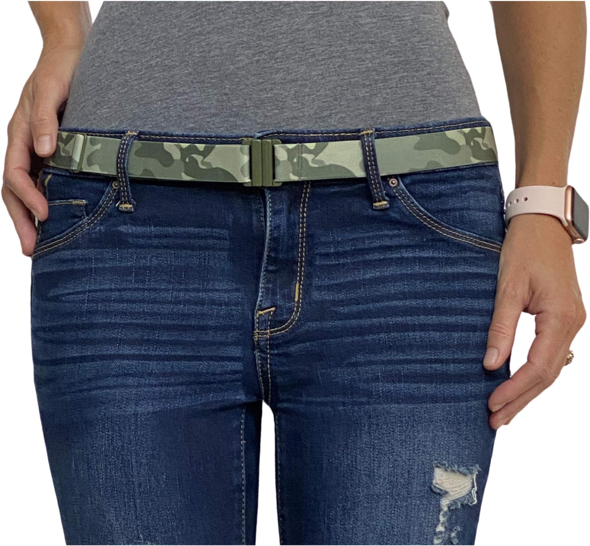 TIGHTS UPAdjustable Stretch Elastic Belt Women - No Show Flat Buckle Ladies Belts - Non- Slip Backing | Belts for Women