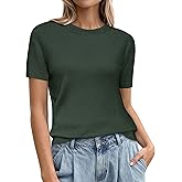 PRETTYGARDEN Women's Short Sleeve Sweaters 2026 Spring Crew Neck Knit Work Shirts Business Casual Tops Summer Fashion Clothes