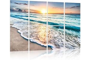 YPY Art Acoustic Panels Self Adhesive: Beach Wall Art Sound Proof Panel Decorative Acoustic Panels Acoustical Treatment for Recording Studio 8 Pack 48x32 Inches