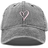 Hand Drawn Heart Hat Womens Embroidered Baseball Cap