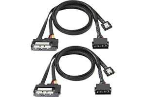 SATA 6Gb Cable,SATA Data & Power 2-in-1 Extension Cable for Hard Drive, LP4 IDE to SATA 15P Female with Serial ATA III 7 Pin 