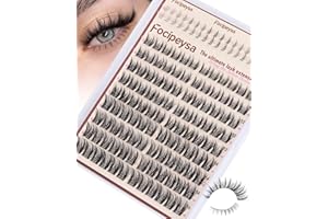Focipeysa Wispy Lash Clusters Natural Eyelash Clusters Pestañas Postizas Naturales Spiky Manga Lash Extensions C Curly Individual Lashes 10-16mm with Bottom Lashes Clusters DIY Lash at Home