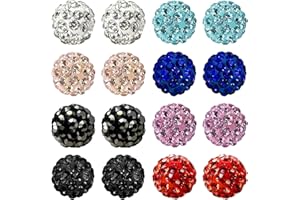 JewelrieShop Rhinestones Crystal Ball Stud Earrings Set Fireball Disco Ball Pave Bead Earrings Hypoallergenic for Teen Girls Women