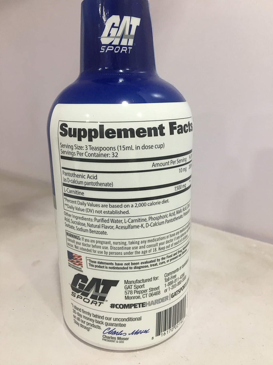 GAT L-Carnitine, Amino Acid, Lemon Blast, 1,500 mg, 16 oz (473 ml): Health & Personal Care