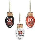 FOCO Cincinnati Bengals NFL 3 Pack Wooden Holiday Lights Ornament Set
