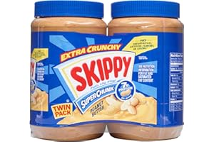 SKIPPY Chunky Peanut Butter, Crunchy Peanut Butter, 2 Twin Packs, 40oz Jars (2 Pack)