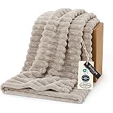 Bedsure Soft Beige Throw Blanket for Couch Decor Gifts 50"x60" | Birthday Gifts for Women Mom Her, Warm Lightweight Cozy Fluffy Throw Blanket Sofa, Dorm Room Home Decor, Machine Washable