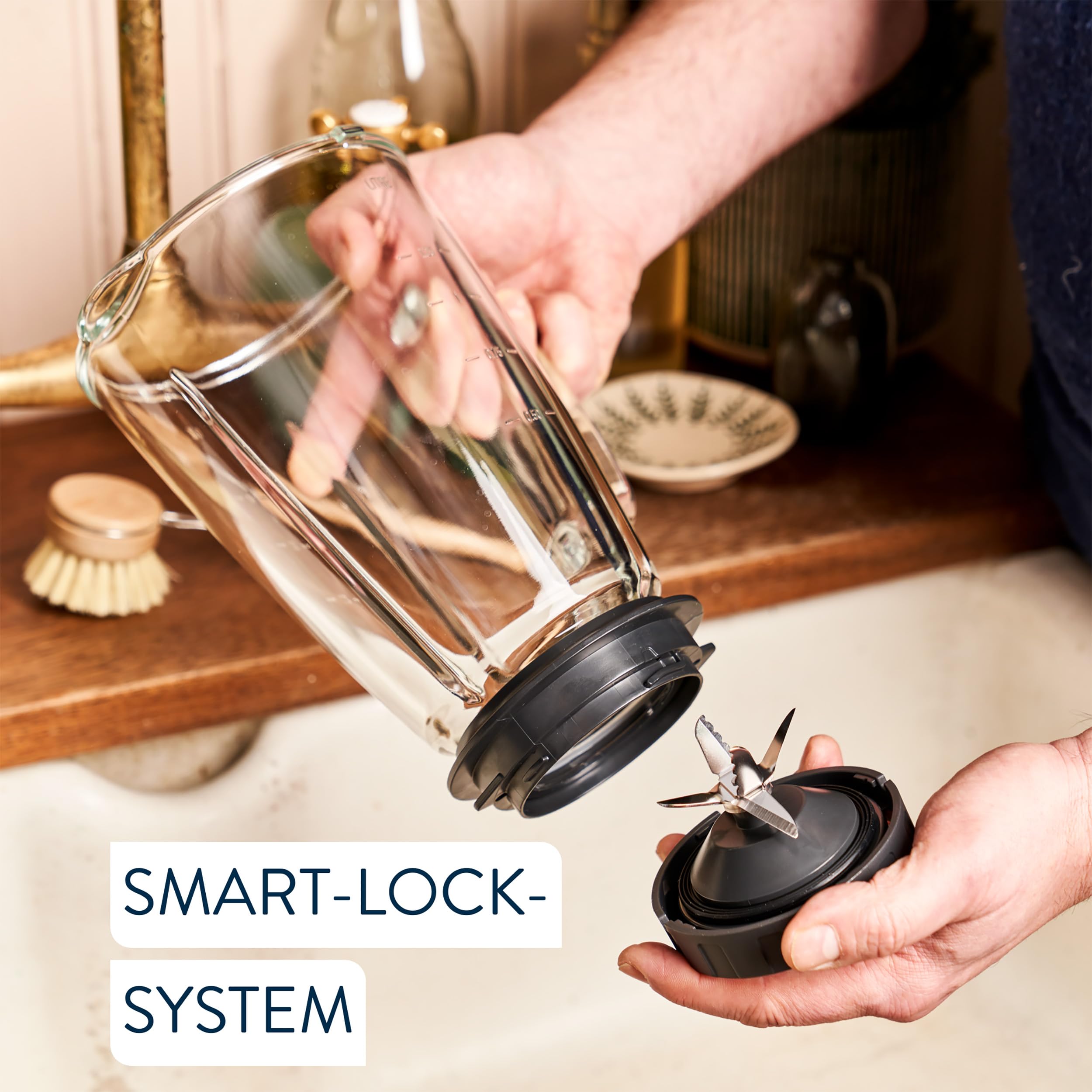 Jamie Oliver by Tefal Standmixer, benutzerfreundlich, 800 Watt Leistung, robuster Thermoglas-Behälter (1,25 L Nutzinhalt), Crushed-Ice-Funktion, 5 Geschwindigkeitsstufen, Mixer, Edelstahl, BL43J810 5