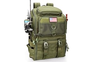 rillrun Fishing Backpack with Rod Holders, Ultimate Tackle Box Bakpack for Men, 42L Large Tackle Bag Store Fishing Gear