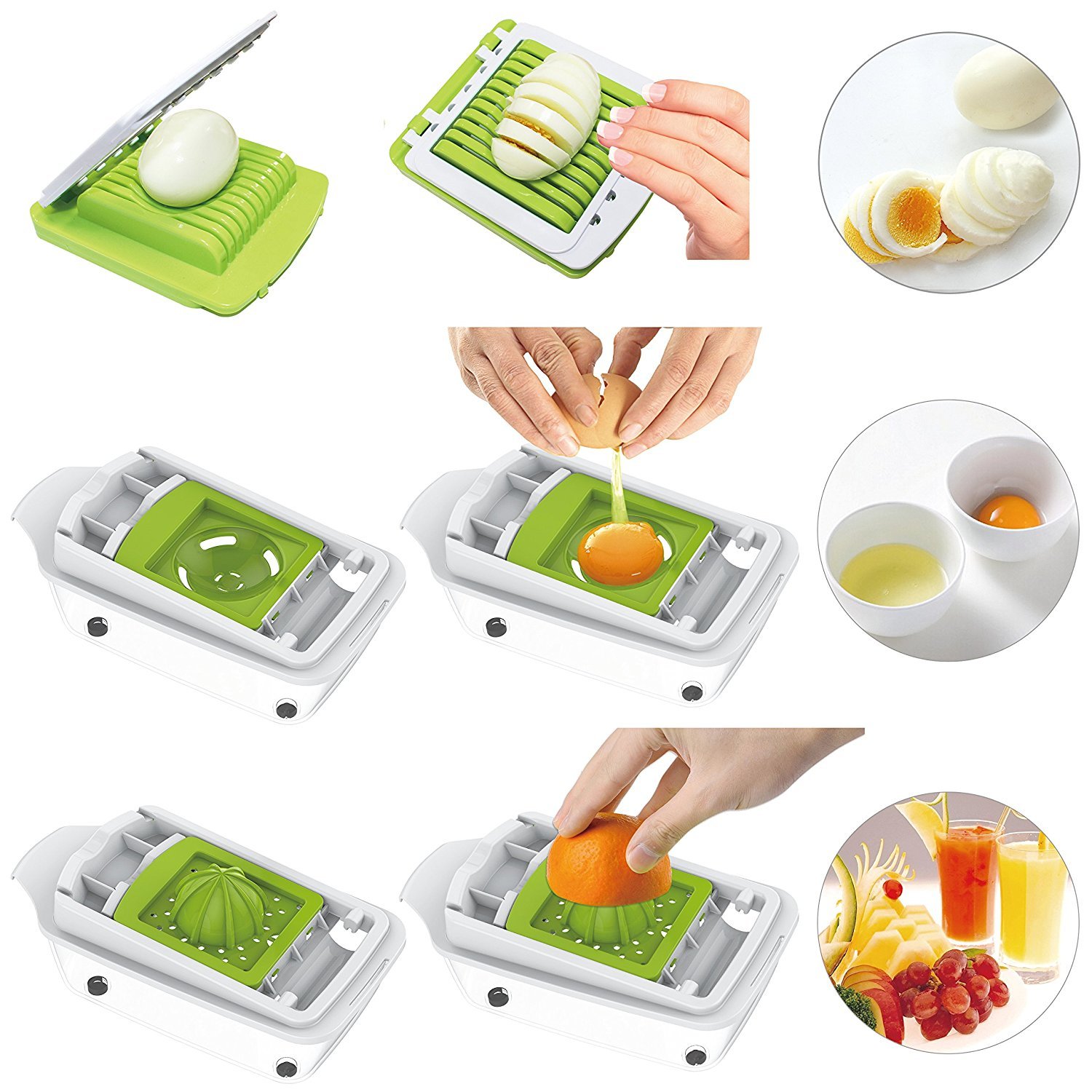 Vegetable Chopper Dicer Slicer Cutter Manual / Vegetable Grater with 11 Interchangeable Blades - LOVKITCHEN Multi-functional Adjustable Vegetable & Fruit Chopper Dicer with Storage Container