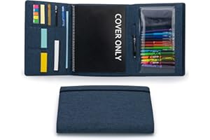 Kaitiaki Folio Cover Compatible with Rocketbook Fusion, Panda, Everlast, Waterproof Fabric, Multi Organizer with Pen Loop, Zipper Pocket, Business Card Holder, fits A4 Size Notebook, Blue