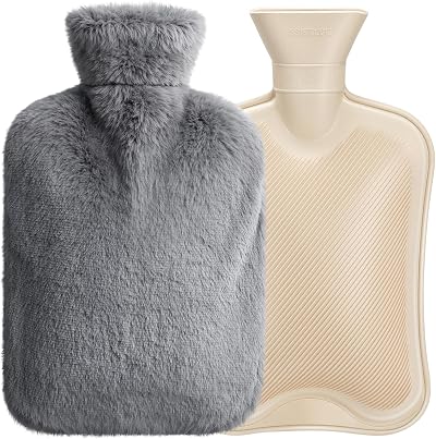 URBZUE 2L Hot Water Bottle with Fluffy Cover Large Heat Pack