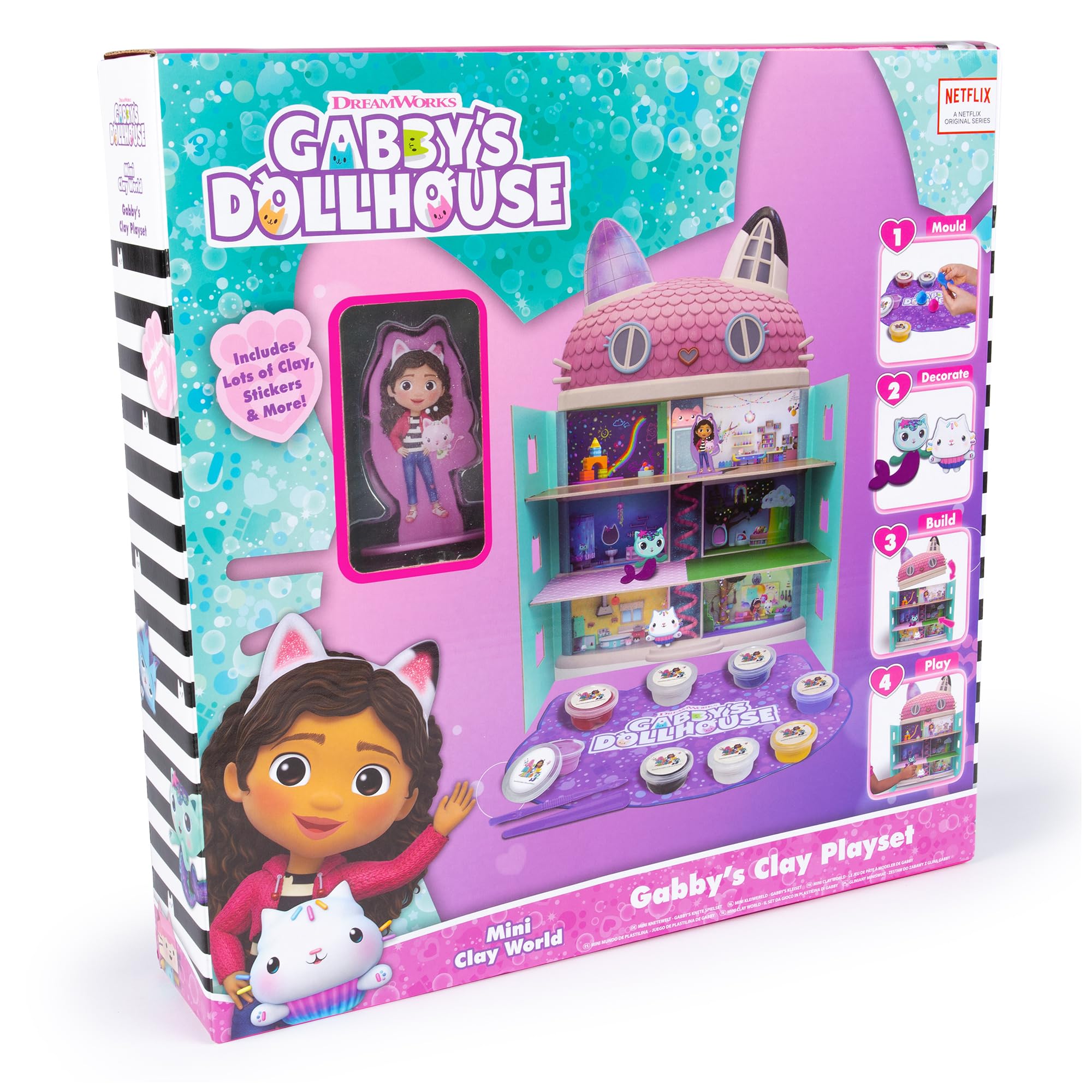 Gabby's Dollhouse Mini Clay World Set - Creative Gift For Girls With Air Dry Clay And Modelling Tools - Dollhouse Craft Kit - Arts And Crafts For Kids