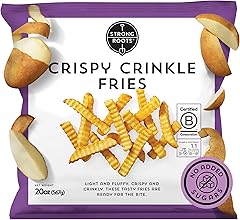 Strong Roots Crispy Crinkle Fries, 20 oz., Vegan & Gluten Free Frozen Fries, Low in Sugar, Salt & Saturated Fat, No Trans Fat