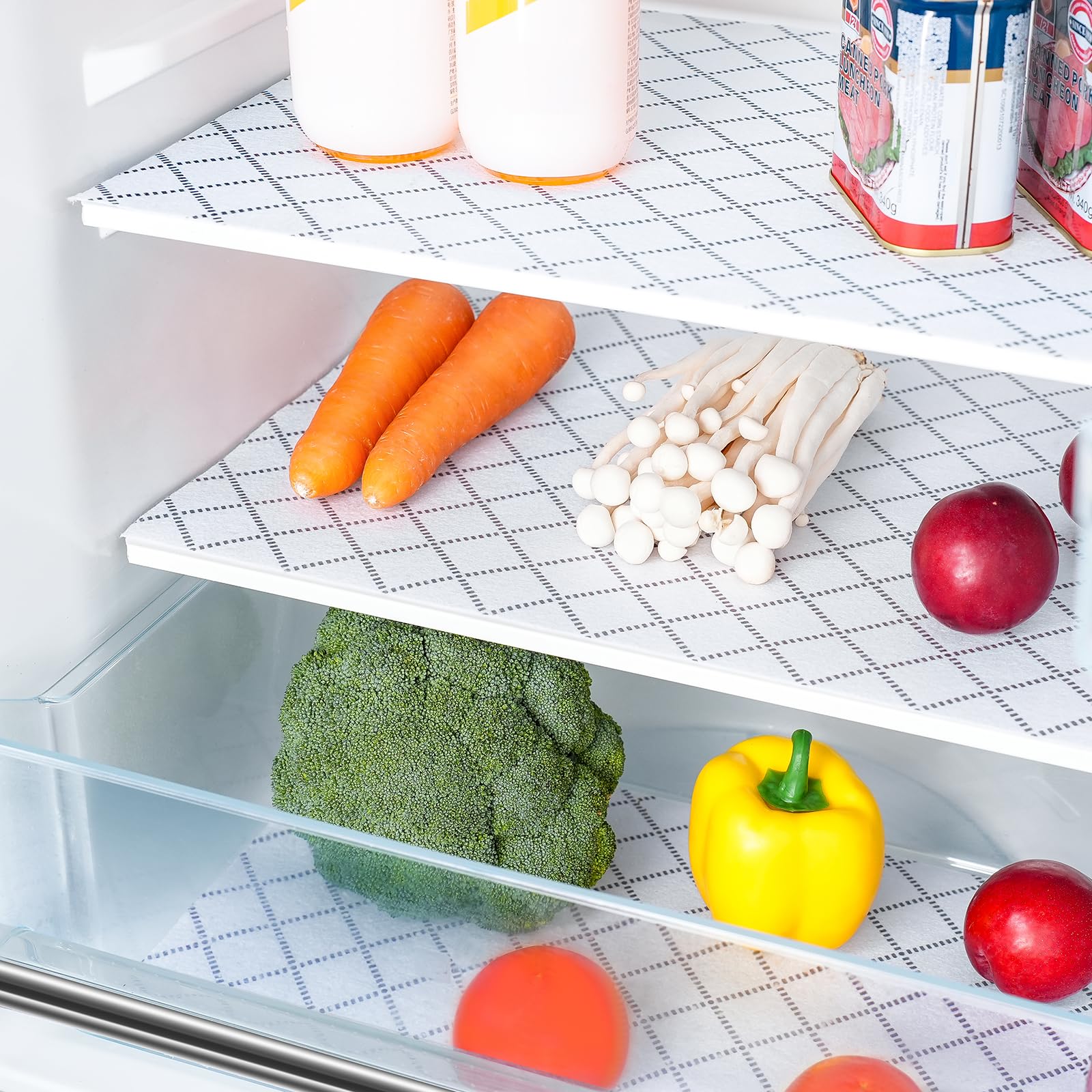 8 Pcs Refrigerator Liners, Fridge Liner And Mats Washable Refrigerator Shelf Liners Glass Shelves Protects Spills Waterproof Table Placemats Cupboard Cabi