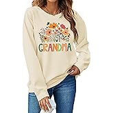 HQP Grandma Sweatshirt Women Floral Grandma Sweatshirt Wildflower Graphic Casual Fall Pullover Tops