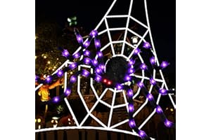 SNORECAT Spider Web Lights Halloween Decorations - 16.5Ft Spider Web with 52" Giant Light Up Spiders, Scary Outdoor Yard Decor, Large Spider Web for Halloween, Outdoor Spider Decorations