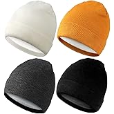 Winter Satin Lined Beanie Hat Silk Lined Beanies Cuffed Plain Skull Knitted Hat Fall Christmas Warm Cap for Women Men