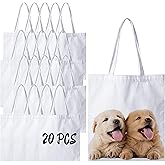 Joyclub 20 Pack Canvas Tote Bags Bulk Sublimation Blanks Tote Bags Polyester Medium Reusable Grocery Cloth Bags for Heat Transfer Tie Dye Advertising Painting Crafting Library DIY Gift