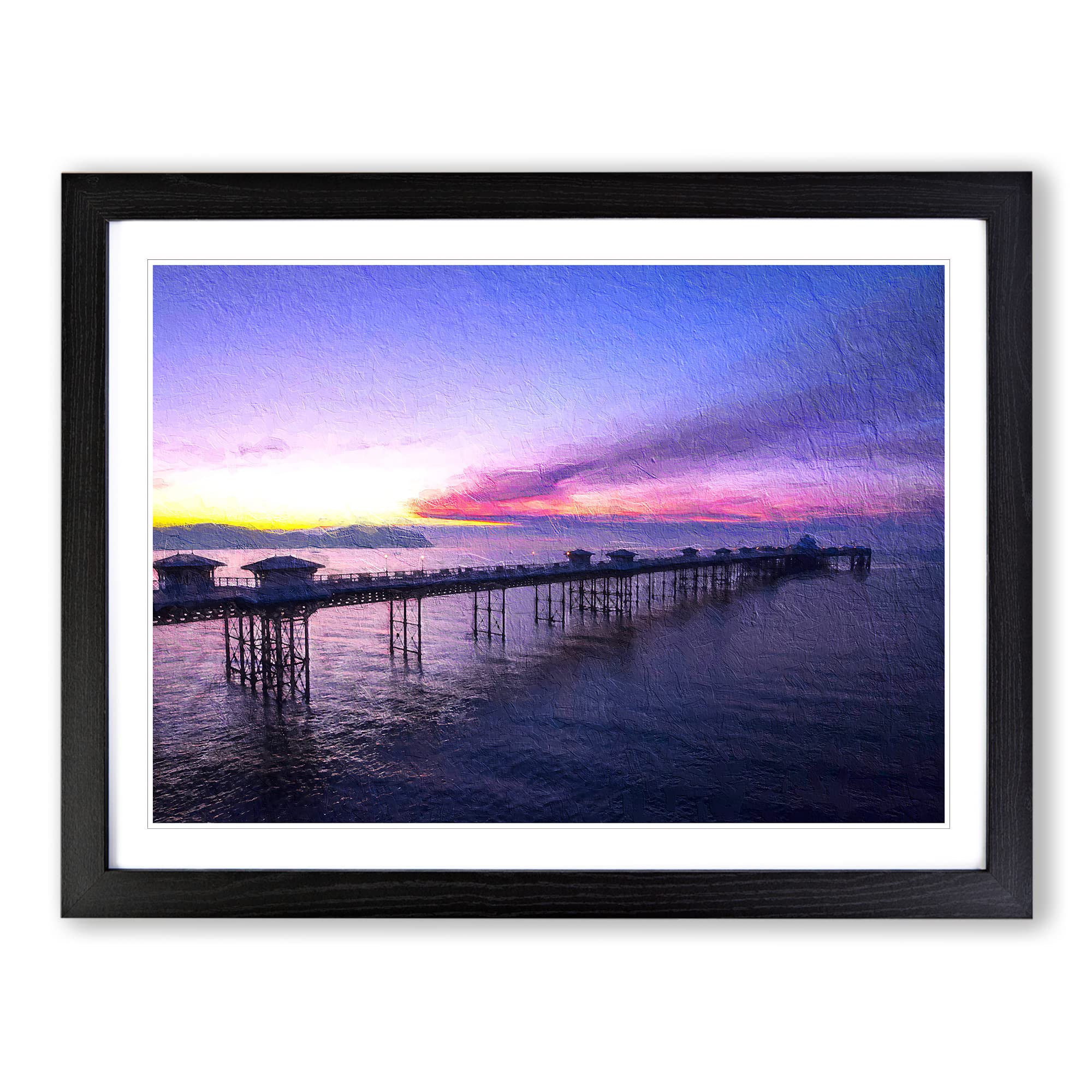 Pier In Llandudno Wales Modern Art Framed Print | A4 Black Framed Wall Art | Ready to Hang | Modern Nature Picture | Living Room Bedroom Lounge Office