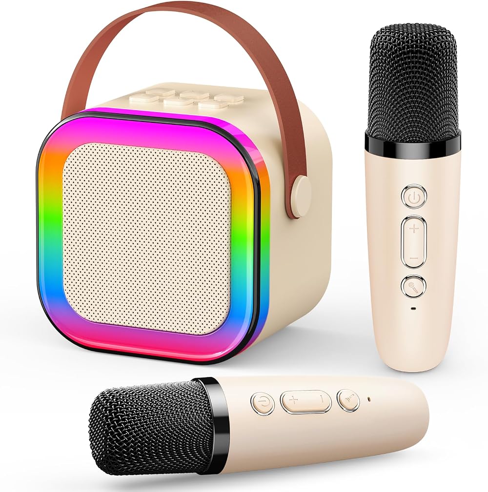 Dislocati Kids Microphone Karaoke Speaker with 2 Mic Bluetooth 5.3 Lights