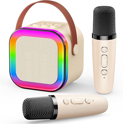 Dislocati Kids Microphone Karaoke Speaker with 2 Mic Bluetooth 5.3 Lights