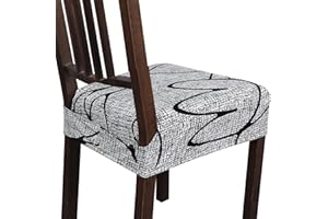 NIBESSER Dining Chair Seat Covers Set of 4,Stretch Soft Removable Washable Chairs Covers for Dining Room, Seat Cushion Slipcovers Protector for Kitchen Armless Chairs (Rear-Covered,Grey Black)