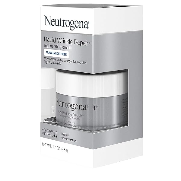 NEUTROGENA RAPID WRINKLE REPAIR, RETINOL FACE MOISTURIZER, DAILY ANTI-AGING NECK & FACE CREAM WITH HYALURONIC ACID, RETINOL CREAM, FRAGRANCE-FREE, FADES FINE LINES, WRINKLES AND DARK SPOTS, 1.7 OZ
