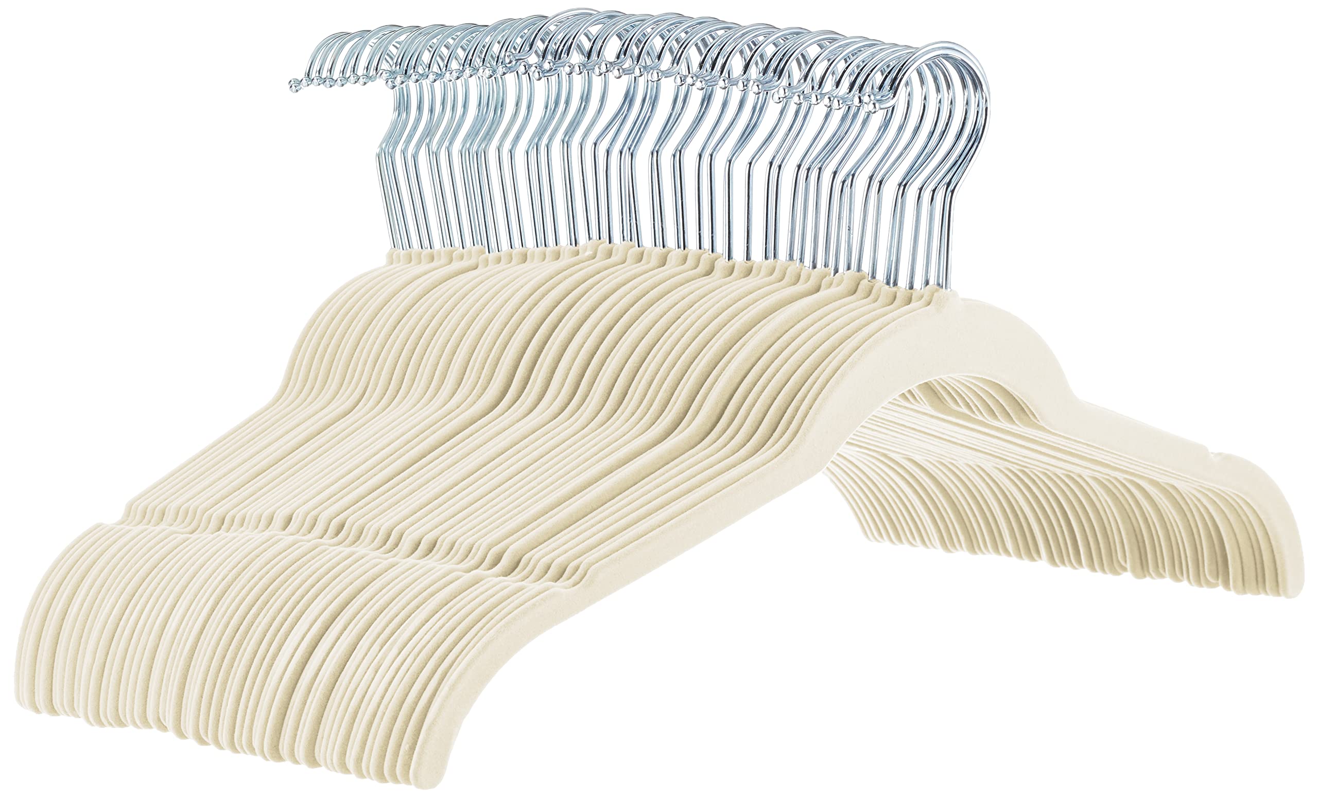 Amazon Basics Velvet Shirt/Dress Hangers, 50-Pack, Ivory