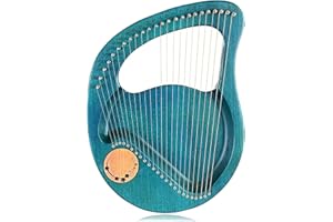 DSJGVN 24 String Lyre Harp,Mahogany Solid Wood String Instrument with Carrying Case/Tuning Wrench/Spare String for Music Love