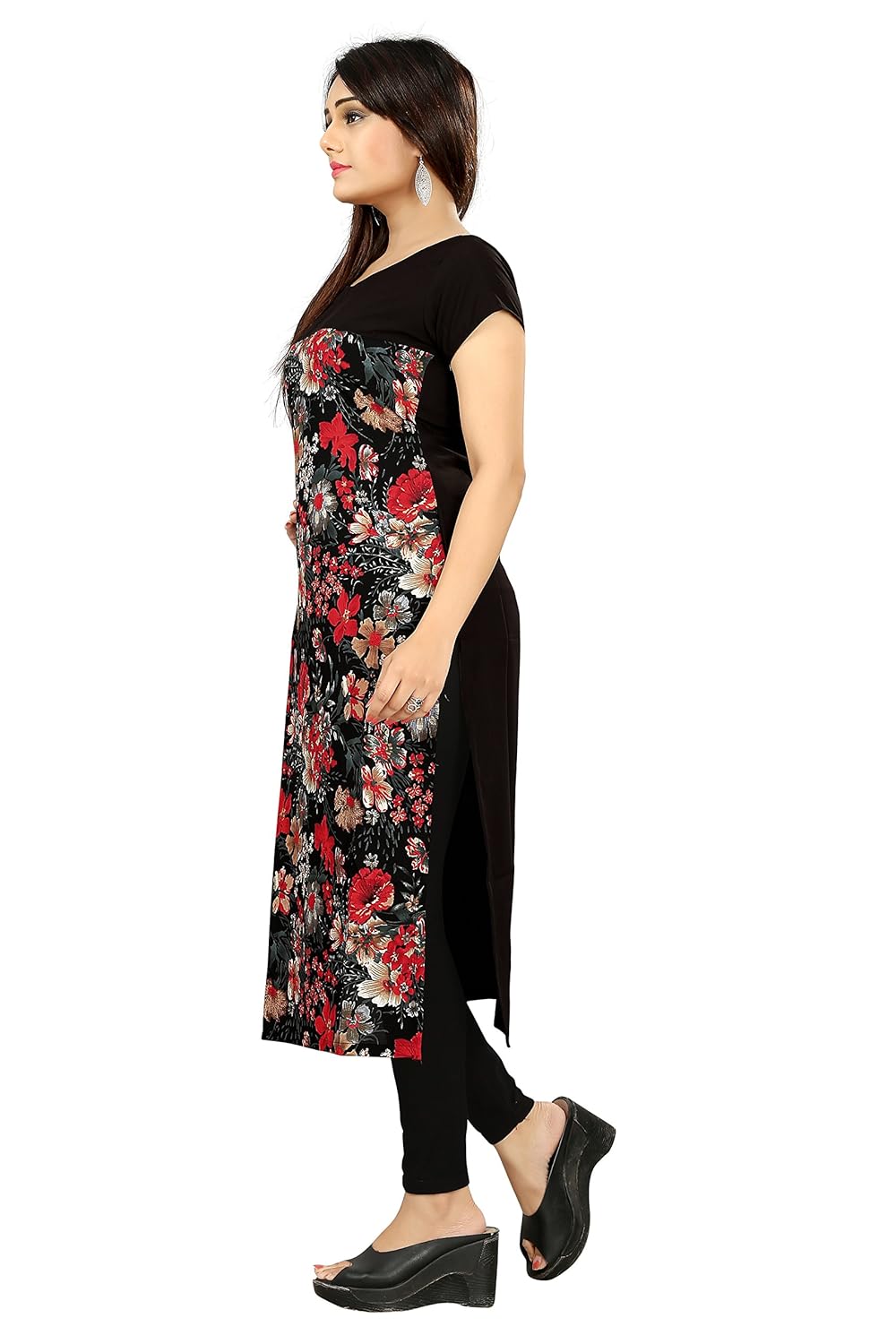 new ethnic 4 you woman's printed straight cut crepe kurti_efh066