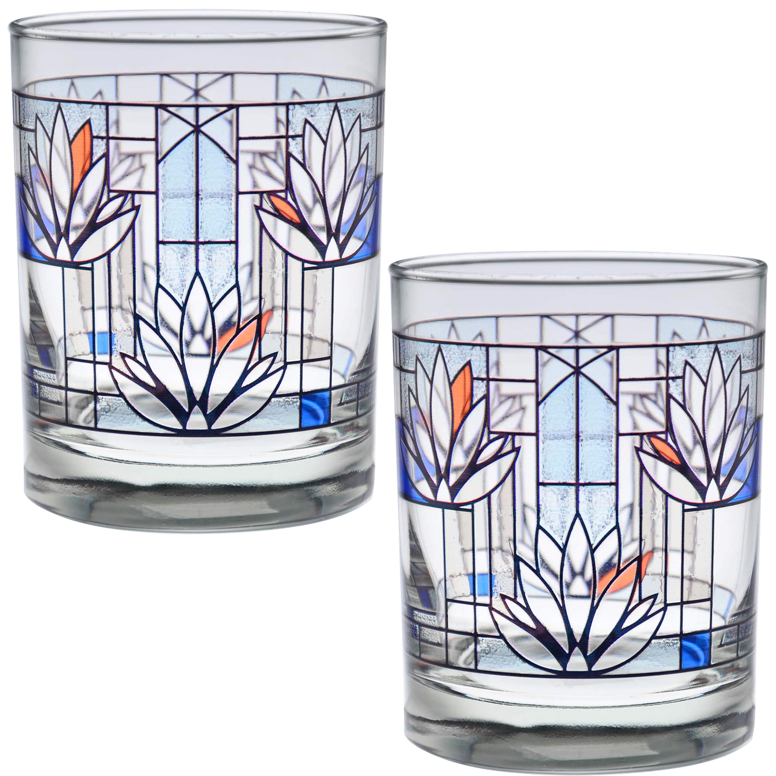 Culver Frank Lloyd Wright DOF Water Lily Glasses, Set of 2
