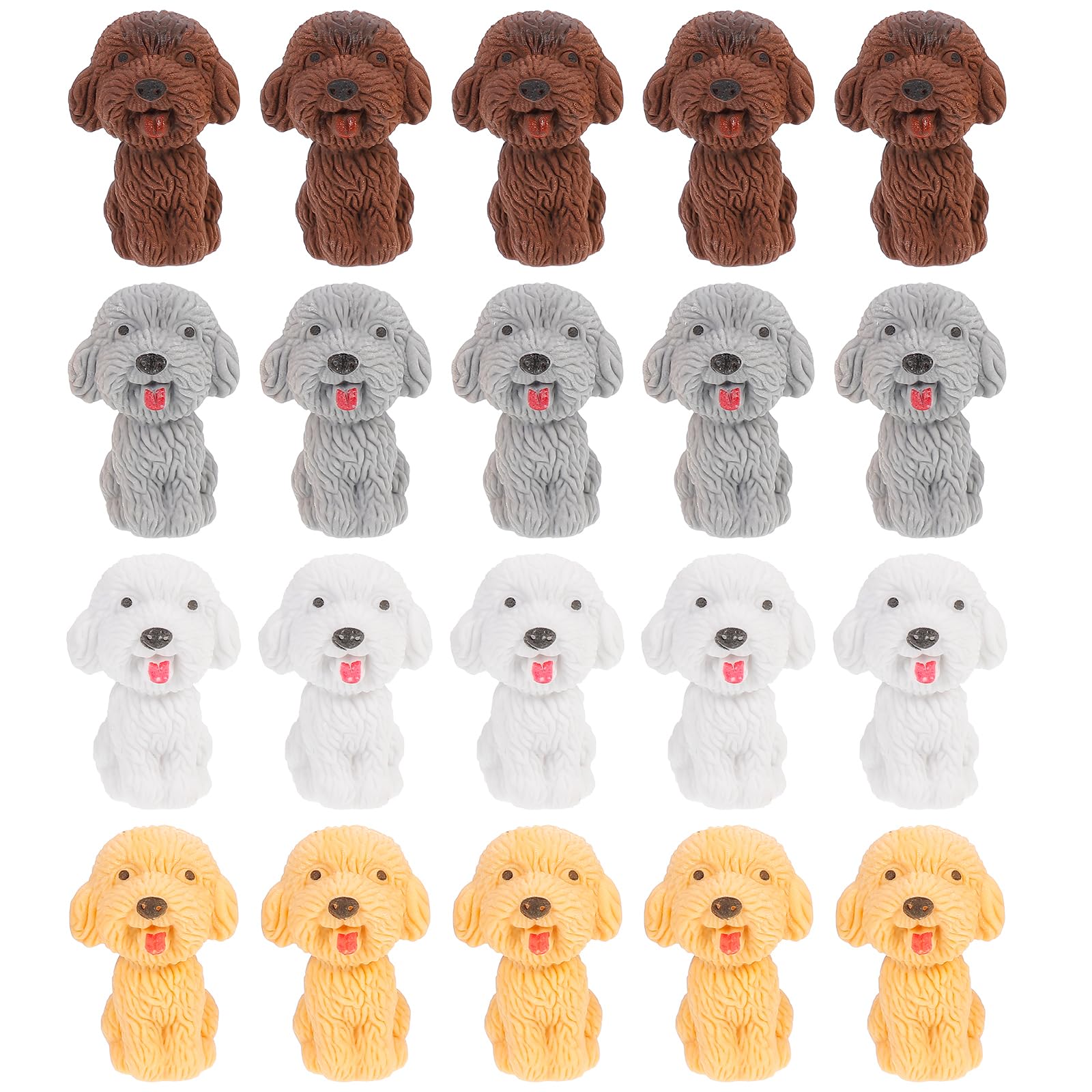 20Pcs Cute Dog Shape Rubber Erasers for Kids, Animal Pencil Erasers for School, Party Favors, Classroom Supplies (Random Color)