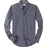 Alimens & Gentle Mens Solid Oxford Shirt Long Sleeve Dress Shirt Work Casual Button Down Shirts with Pocket