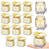 Hoolerry 12 Pcs Ramadan Mubarak Scented Soy Candles Lavender Eid Candles Mini Muslim Islamic Candles Gift Bulk Thank You Gift Glass Jar Candle for Islamic Eid Festival Wedding Birthday Party Favor