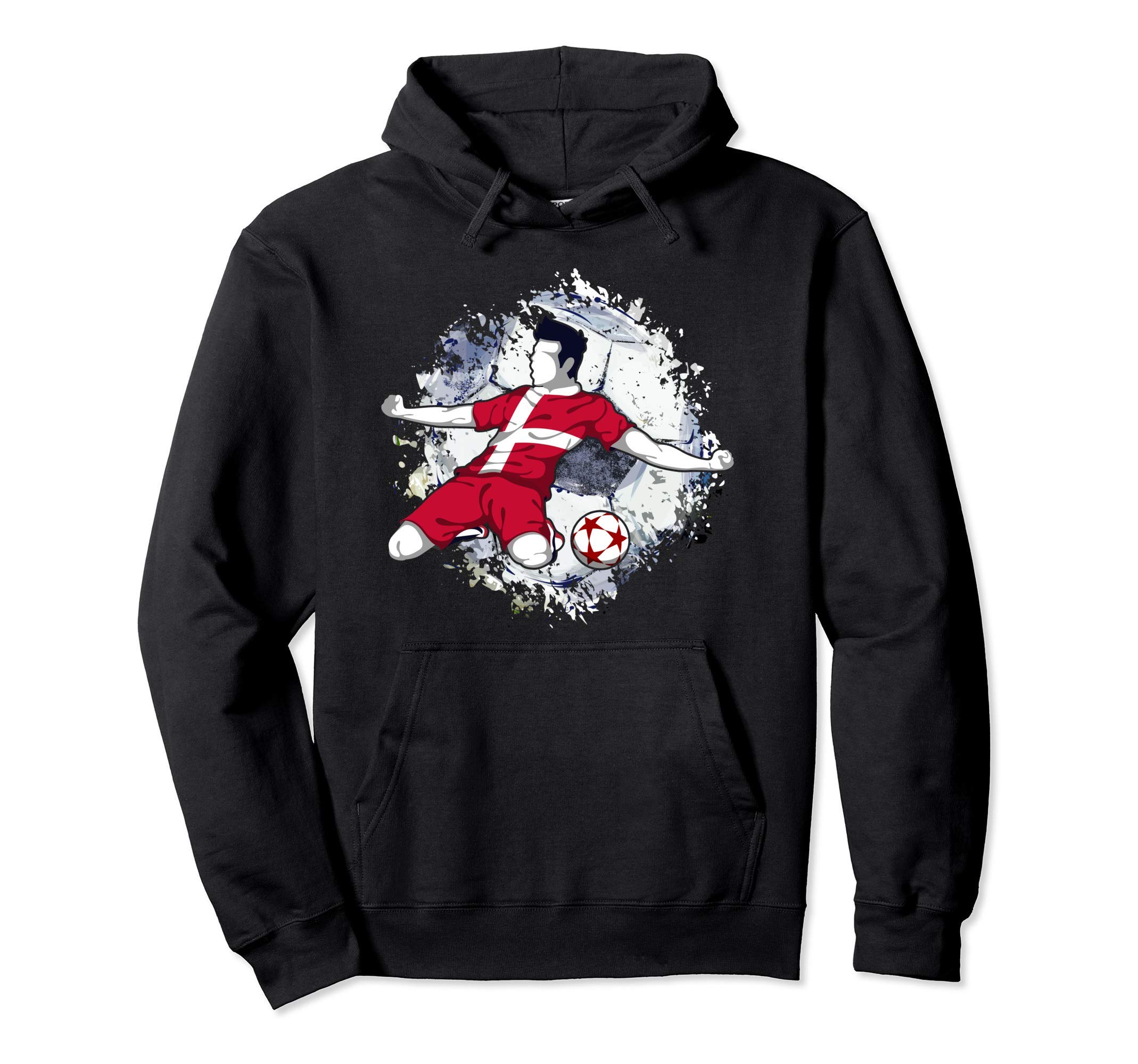 Denmark Soccer Danish National Flag Football Striker Art Pullover Hoodie
