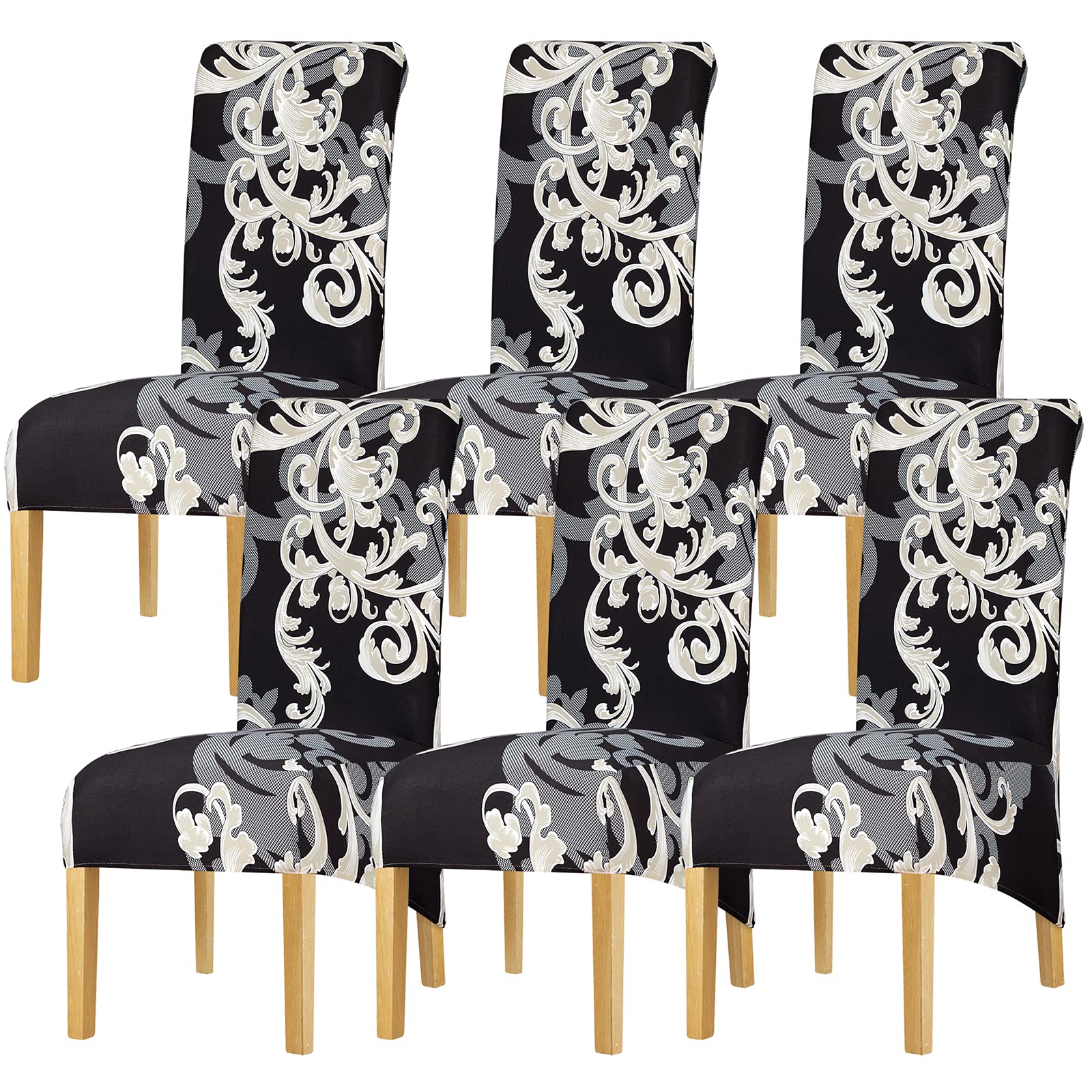 Leorate XL Size Chair Covers Dining Chair Slipcovers Printing Stretch Chair Slipcover Kitchen Party Home Decor Color-897 Pack of 6 — image 1