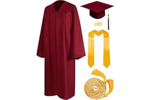 Mukum Matte Graduation Cap and Gown 2024 Set with Tassel Honor Cord Graduation Stoles for High School College Bachelor