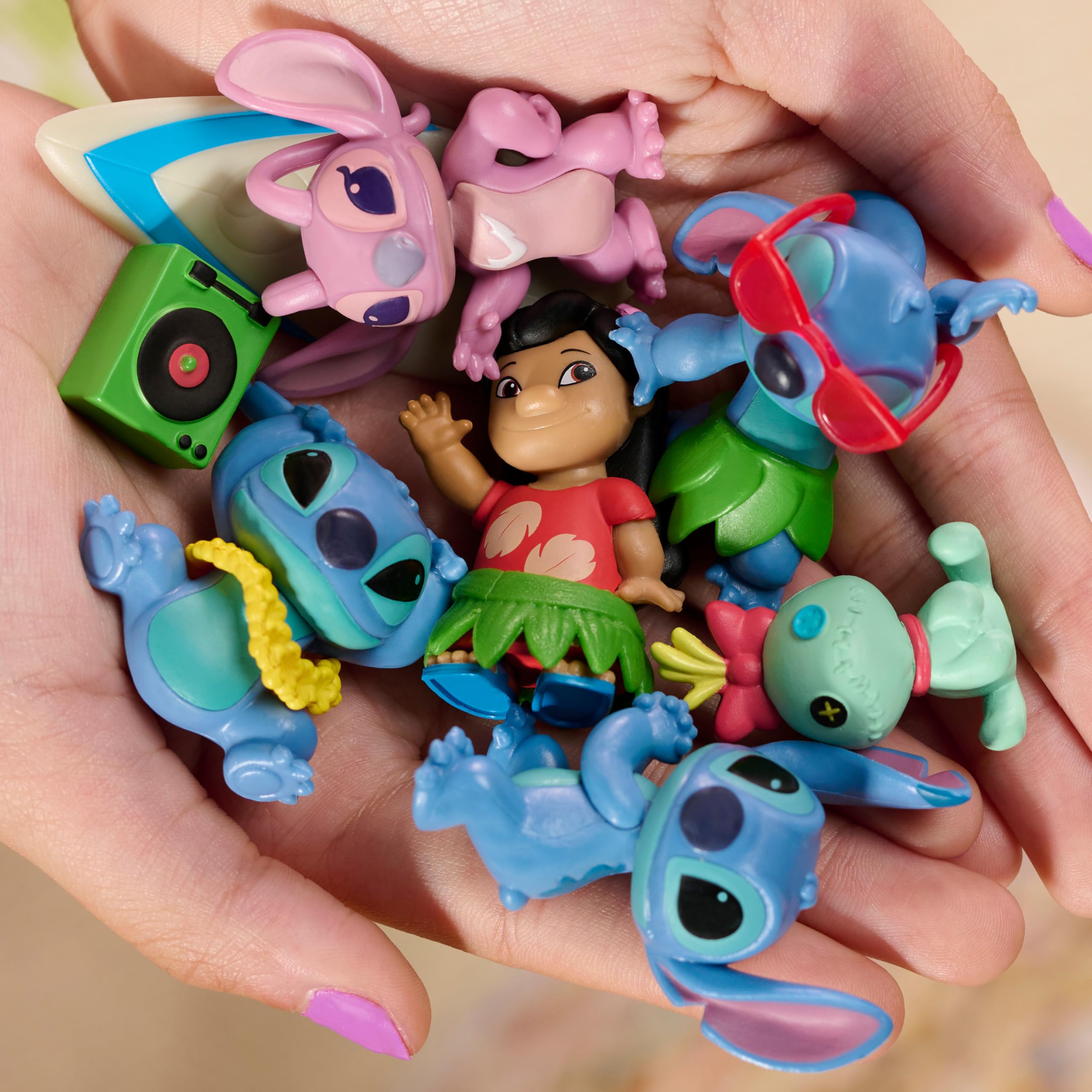 Just Play Disney Stitch Collectible Figure Set with Accessories, 11-Pieces, 2-inch Figurines, Collectible Toys, Home Decoration, Kids Toys for Ages 3 Up