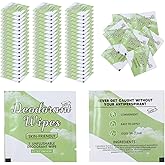 100Pcs Travel Deodorant Wipes, Travel Size Mini Deodorant Wipes Bulk for Homeless, Individually Wrapped Body Cleaning Supplies for Women Wet Armpit for Body Cleaning Cucumber