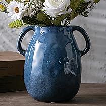 工芸品  Pampula vase 290mm Amazon.com: Kimdio Blue Ceramic Vase with Handle, Modern
