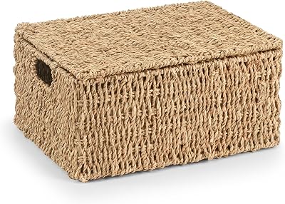 woodluv Storage Boxes With Lids Seagrass Baskets Large Natural