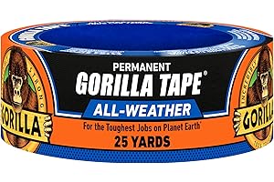 Gorilla All Weather Duct Tape, Black, 1.88" x 25 yd (Pack of 1) - UV and Temperature Resistant Waterproof Tape for Outdoor Repairs