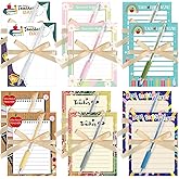 Lincia 24 Pcs Christmas Teacher Gifts Bulk Teacher Notepad with Pens Appreciation Lined Sticky Notes 30 Sheets Per Memo Pad for School Office Supplies(Fresh Style)
